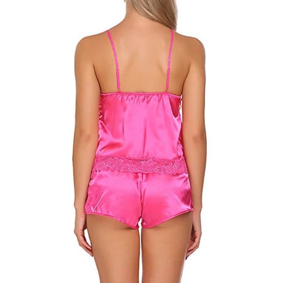 Women Split Lace Solid Sleepwear Set - Picture 3 of 4